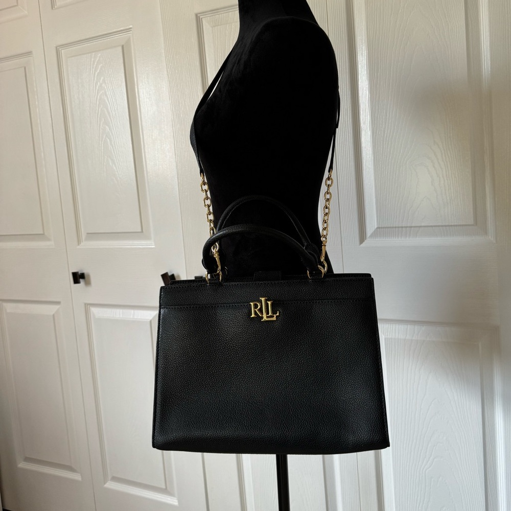 Ralph Lauren Black Satchel with Gold Accents